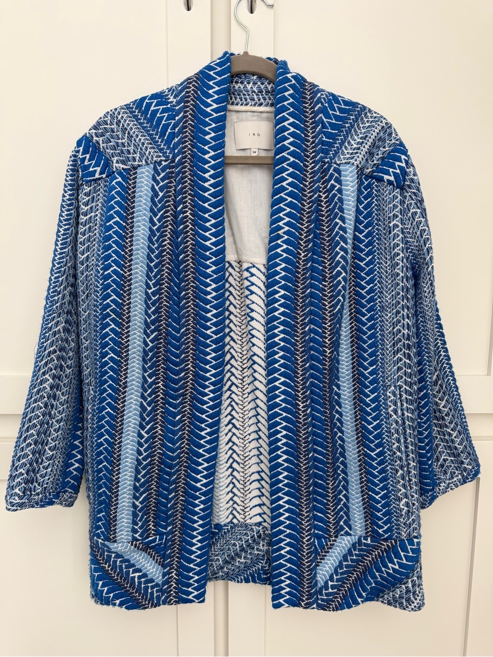 IRO Blue & White Striped Open-Front Cardigan